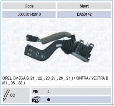 MAGNETI MARELLI 000050142010 -  Выключатель на колонке рулевого управления